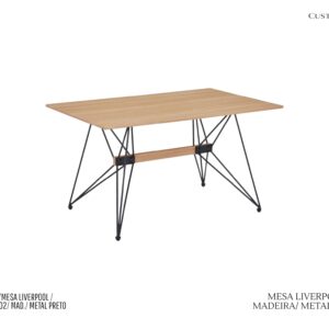 Mesa Liverpool - ( Jantar ou Office ) Tampo de MDF e Estrutura Metálica Preta