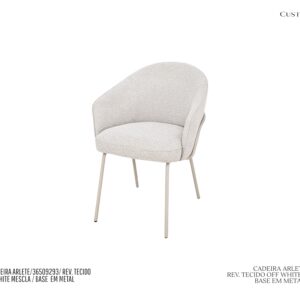 Cadeira Arlete - Rev. em Tecido Cor Off White / Base de Metal