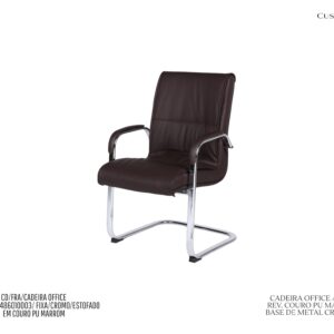 Cadeira Office Austin - Rev. Couro PU Marrom / Base de Metal Cromado