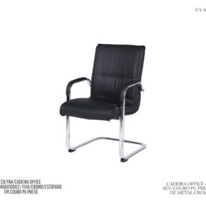 Cadeira Office Austin - Rev. Couro PU Preto / Base de Metal Cromado