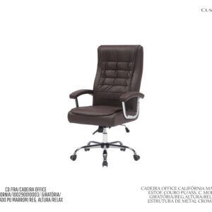 Cadeira Office California - Rev. Couro Pu (CORES) / Assento com Molas / Base Giratória / Relax