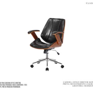 Cadeira Kopenhagen Diretor - Madeira Laminada / Couro Pu  / Base Giratória