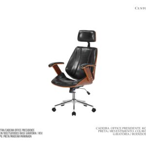 Cadeira Kopenhagen Presidente - Madeira Laminada / Couro Pu  / Base Giratória