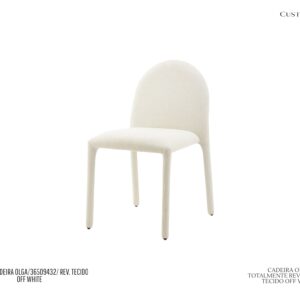 Cadeira Olga - Revestida Totalmente em Tecido Cor Off White
