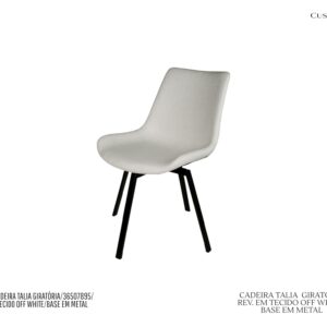 Cadeira Talia - Giratória / Rev. Tecido Off White / Base de Metal