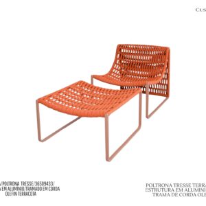 Poltrona Tressê - Cor Terracota / Estrutura de Alumílio e Corda Tramada
