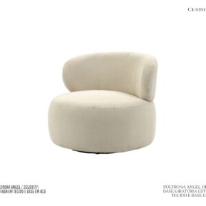 Poltrona Angel - Giratória / Estofada em Tecido Off White