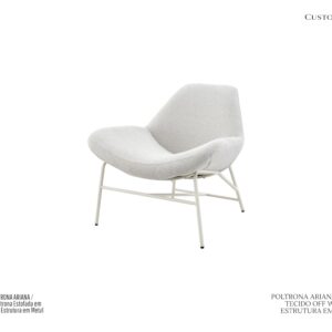 Poltrona Ariana - Rev. Tecido Off White / Estrutura em Metal