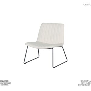 Poltrona Ingrid - Rev. Em Tecido Bouclé Off White / Estrutura em Metal