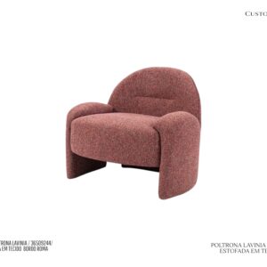 Poltrona Lavinia - Estofamento em Tecido Cereja-Rustico Romã
