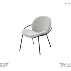 Poltrona Lea - Rev. Tecido Off White / Estrutura em Metal