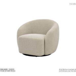 Poltrona Naomi - Giratória / Estofada em Tecido Off White