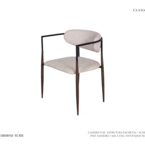 Cadeira Fuji - Estrutura em Metal Com Acabamentos Imitando Madeira / Assento e Encosto Estofados
