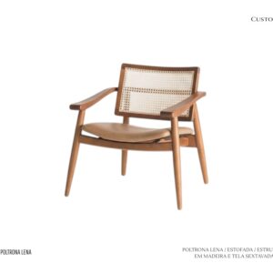 Poltrona Lena  - Estrutura em Madeira / Assento Estofado / Encosto em Tela Sextavada