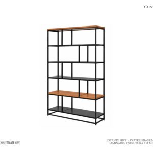 Estante Hive - Estrutura em Metal / Prateleiras em MDF Laminado